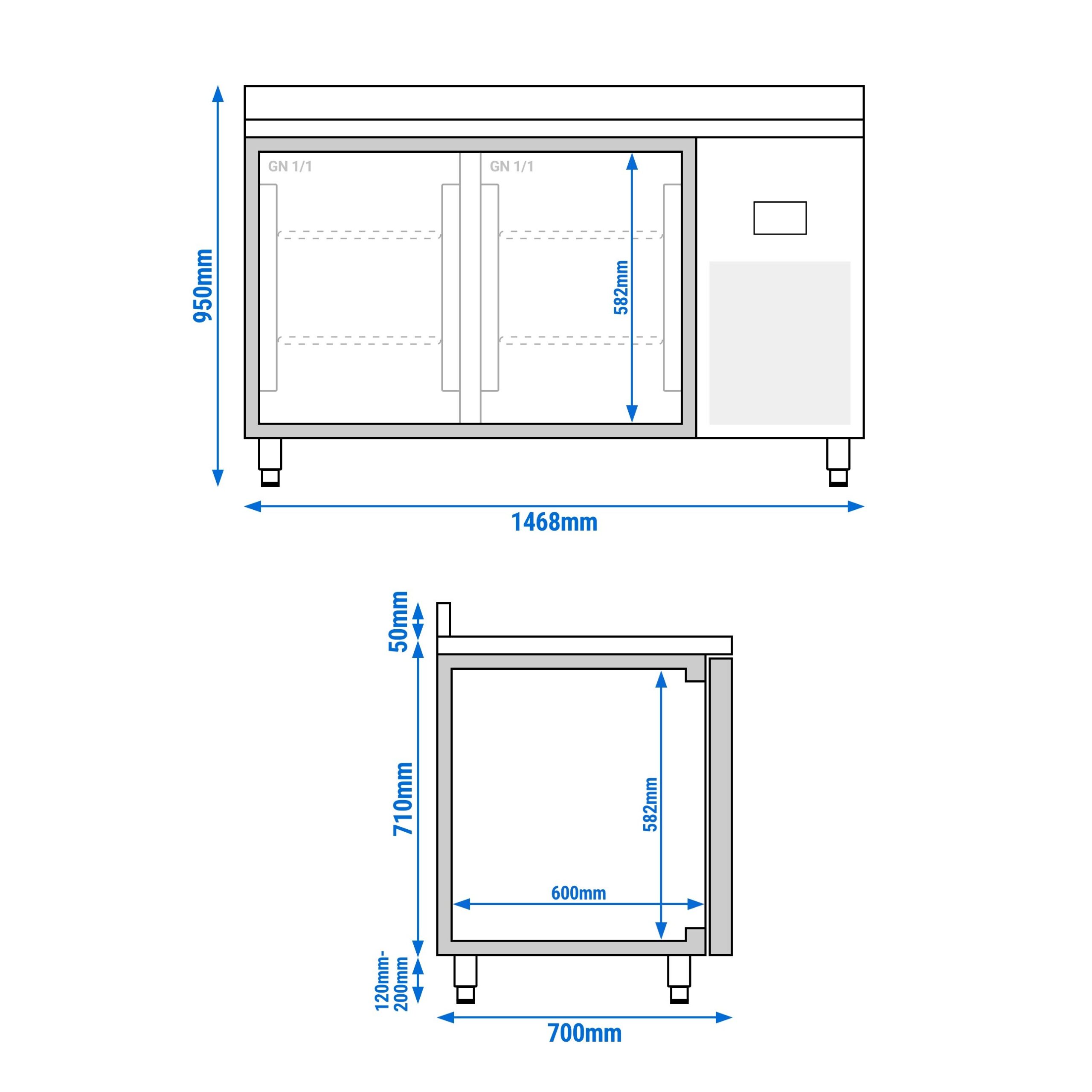 Mraziaci pult Premium PLUS - 1468x700mm - s 2 dverami - so zvýšeným okrajom – Obrázok 6