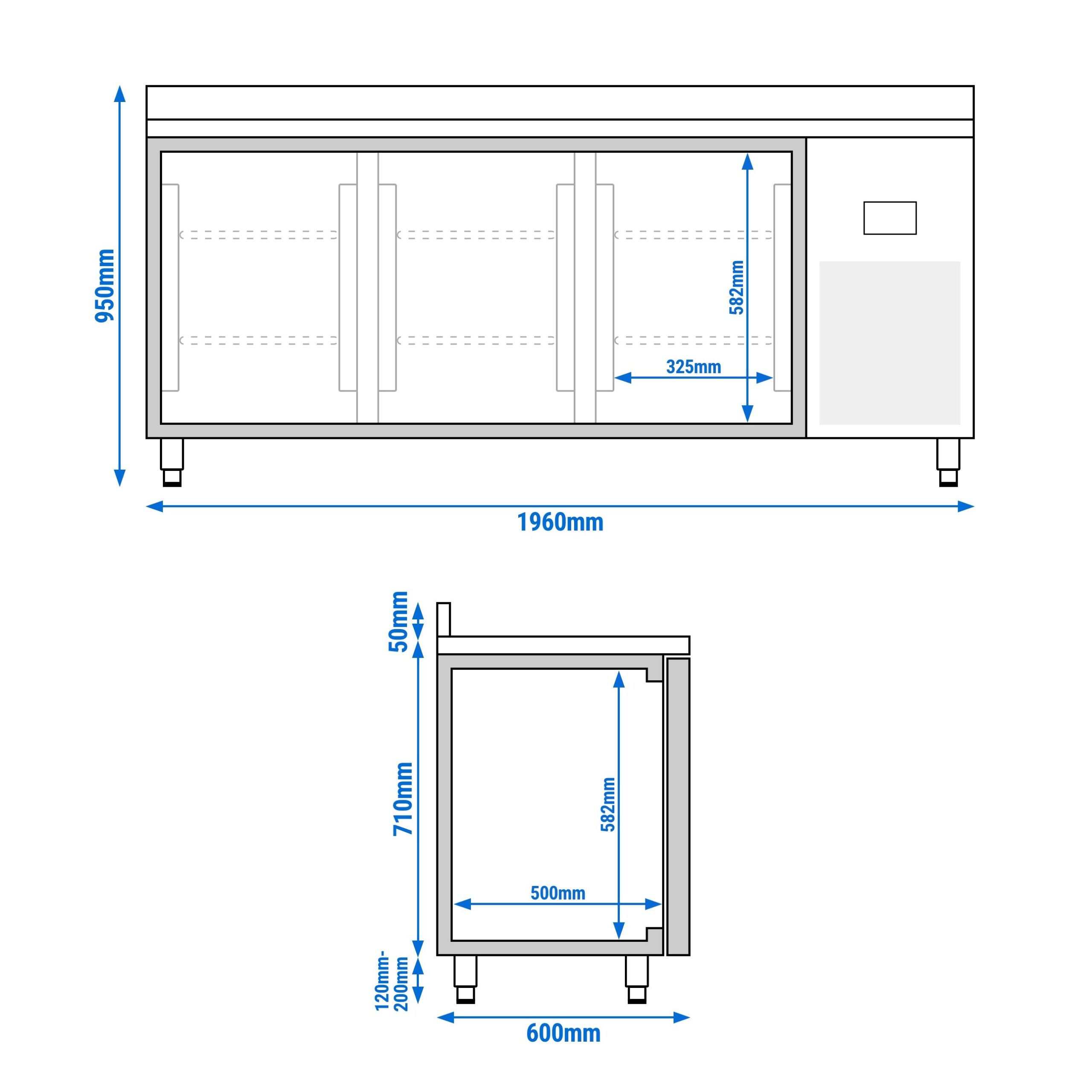 Mraziaci pult Premium PLUS - 1960x600 mm - s 3 dverami - so zvýšeným okrajom – Obrázok 6