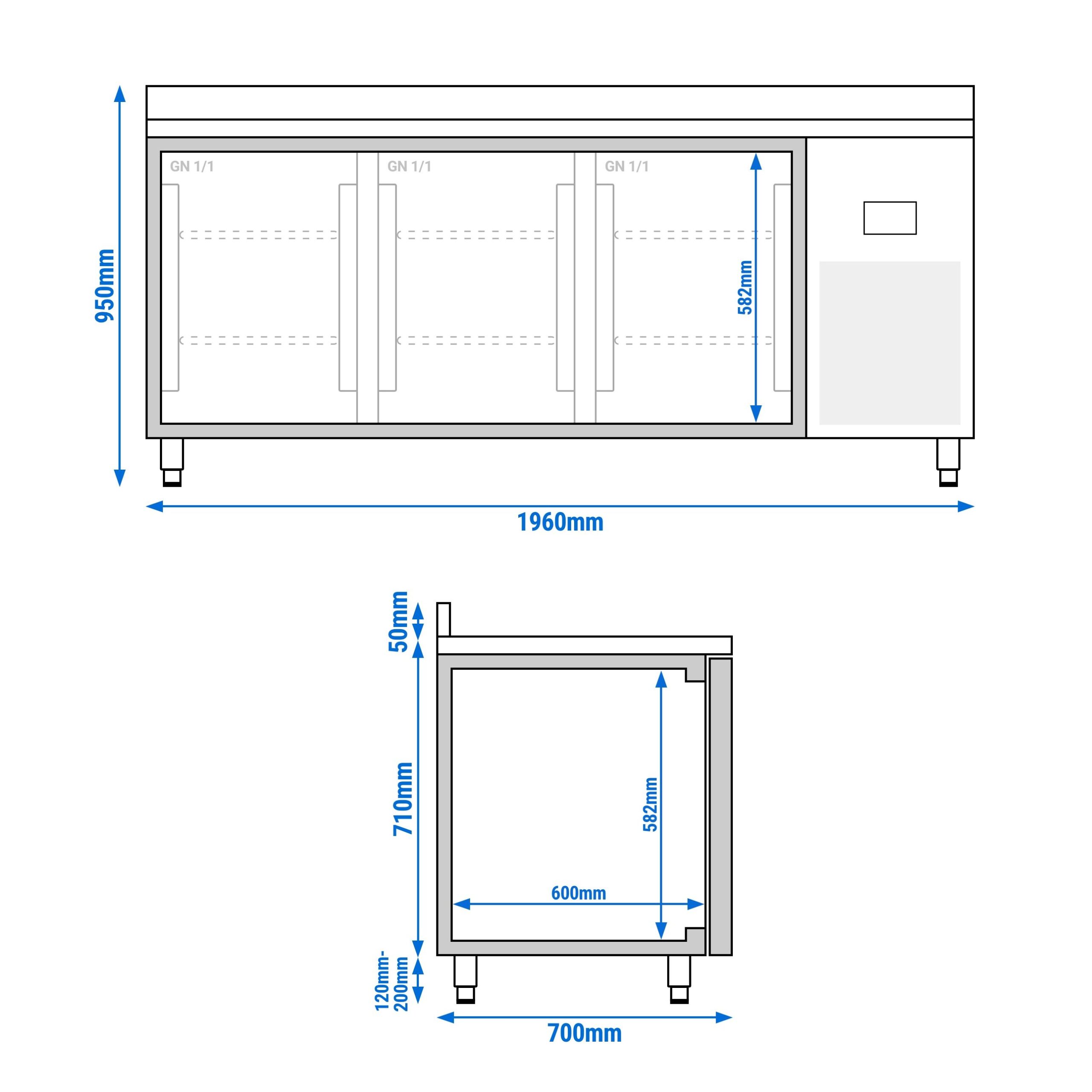 Mraziaci pult Premium PLUS - 1960x700mm - s 3 dverami - so zvýšeným okrajom – Obrázok 5