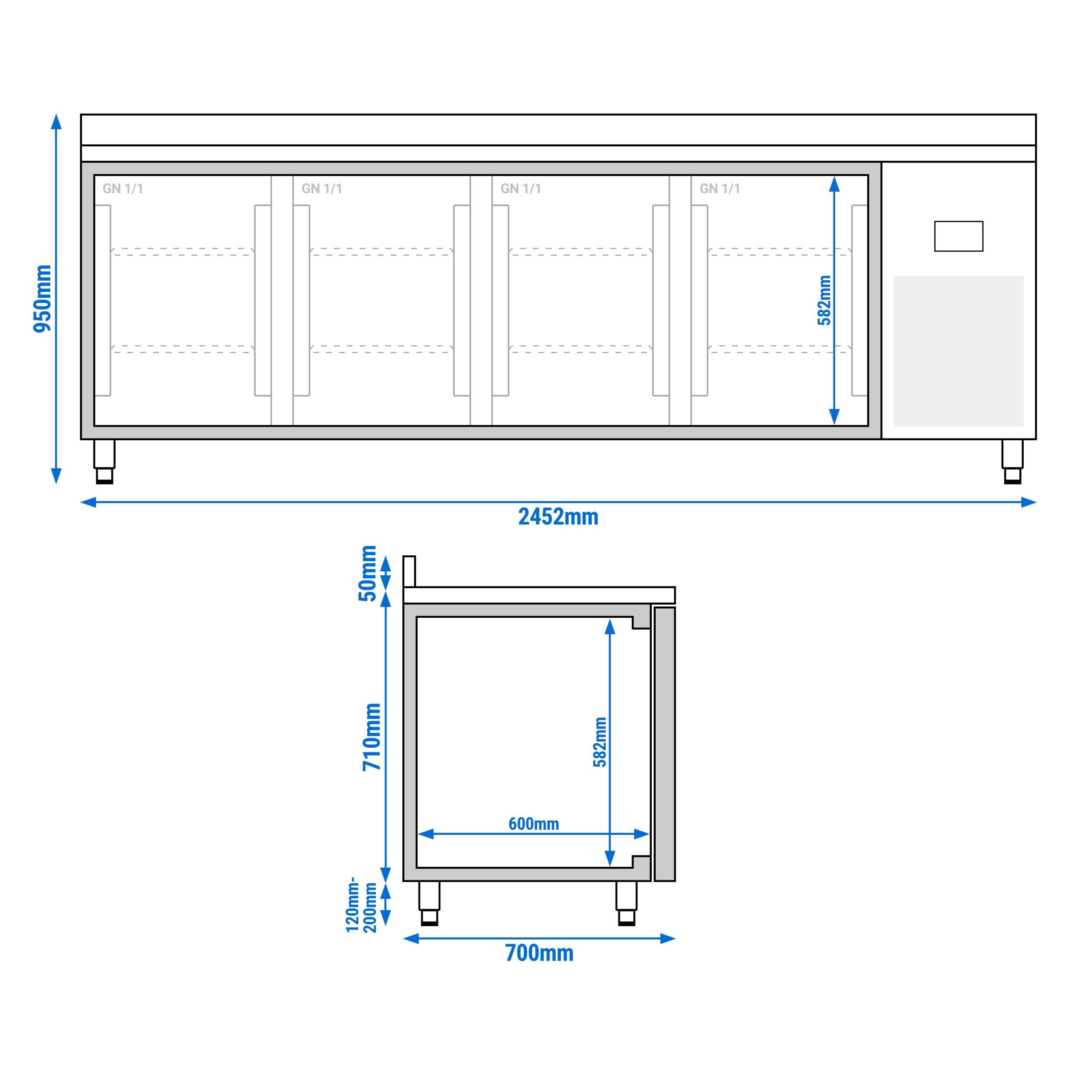 Mraziaci pult Premium PLUS - 2452x700mm - so 4 dverami - so zvýšeným okrajom – Obrázok 5