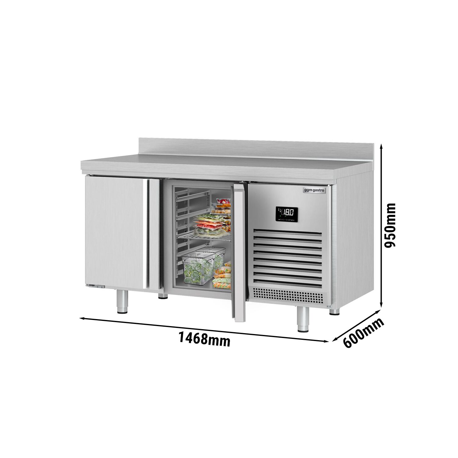 Mraziaci pult Premium PLUS - 1468x600mm - s 2 dverami - so zvýšeným okrajom – Obrázok 3