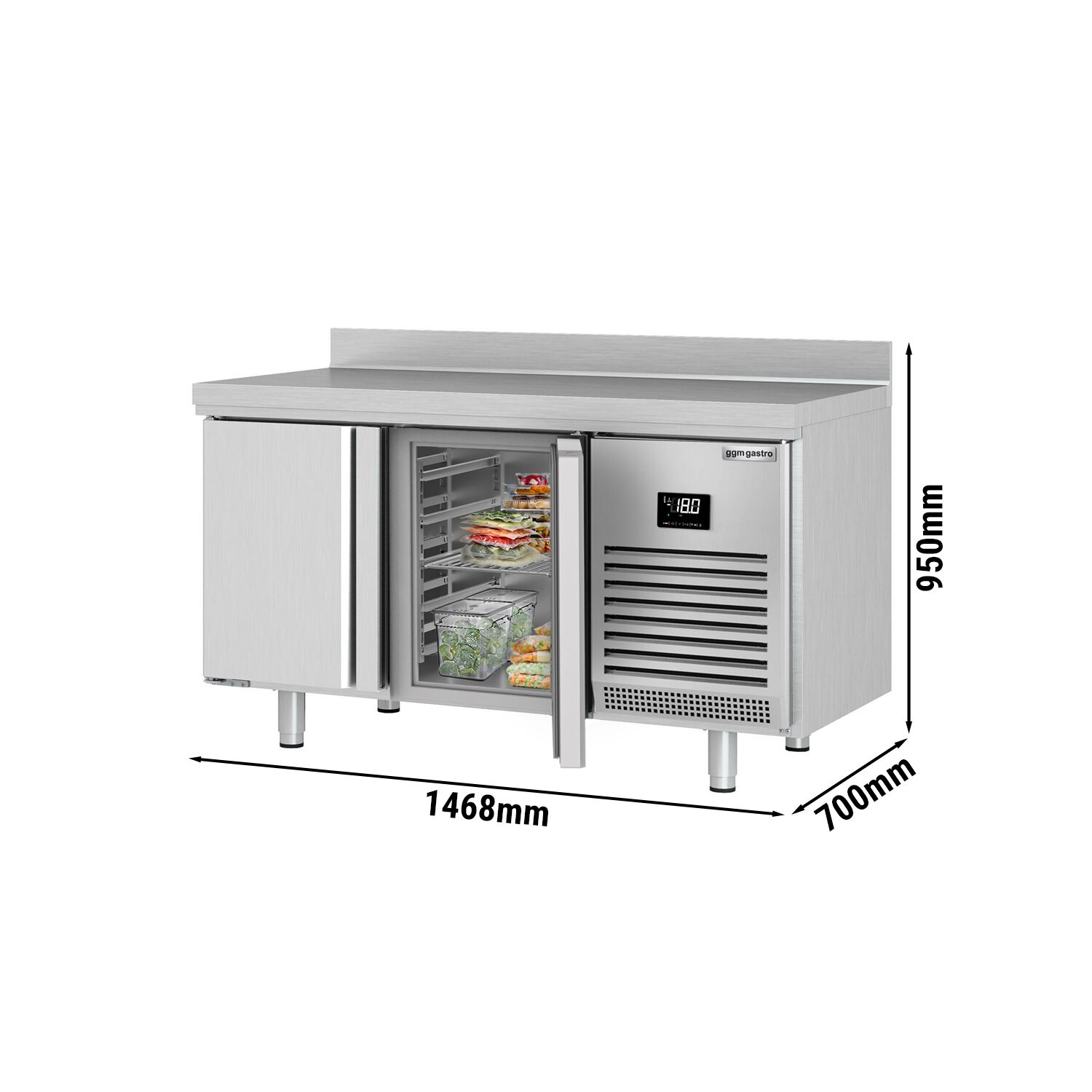 Mraziaci pult Premium PLUS - 1468x700mm - s 2 dverami - so zvýšeným okrajom – Obrázok 4
