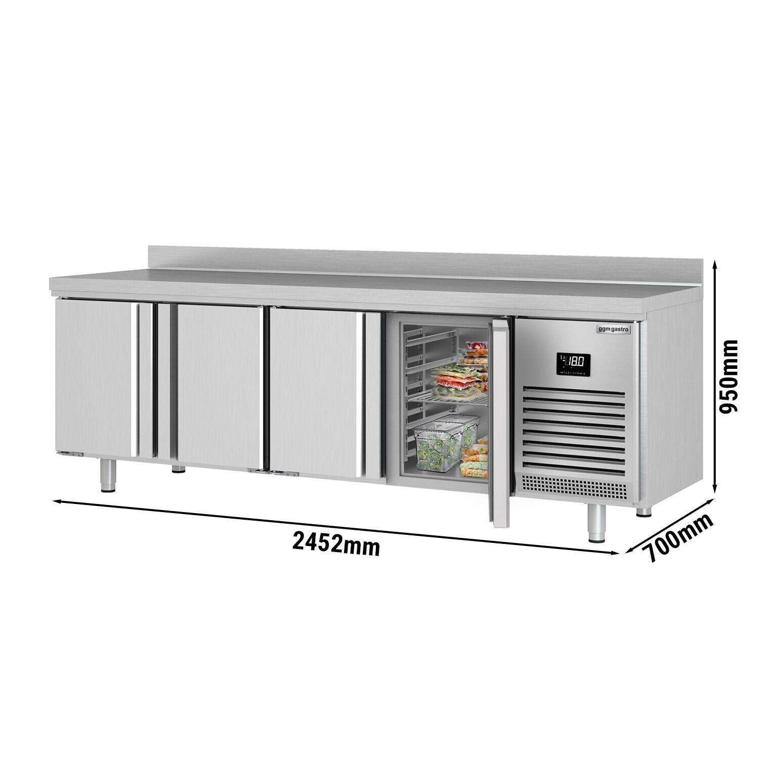 Mraziaci pult Premium PLUS - 2452x700mm - so 4 dverami - so zvýšeným okrajom – Obrázok 4