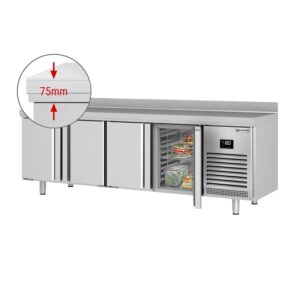 Mraziaci pult Premium PLUS - 2452x700mm - so 4 dverami - so zvýšeným okrajom