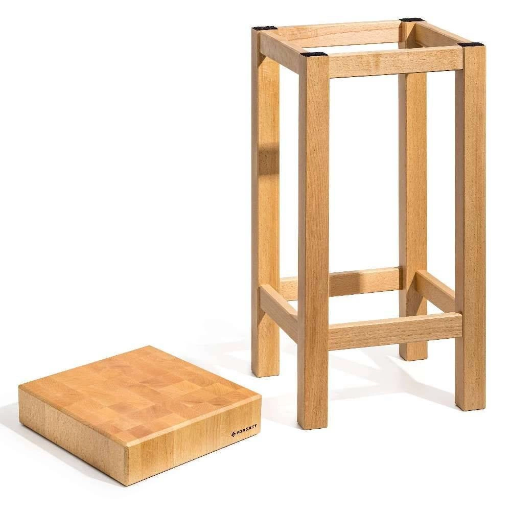Drevený mäsiarsky blok 40x40x10 cm na podstavci | FORGAST FG12240 – Obrázok 3
