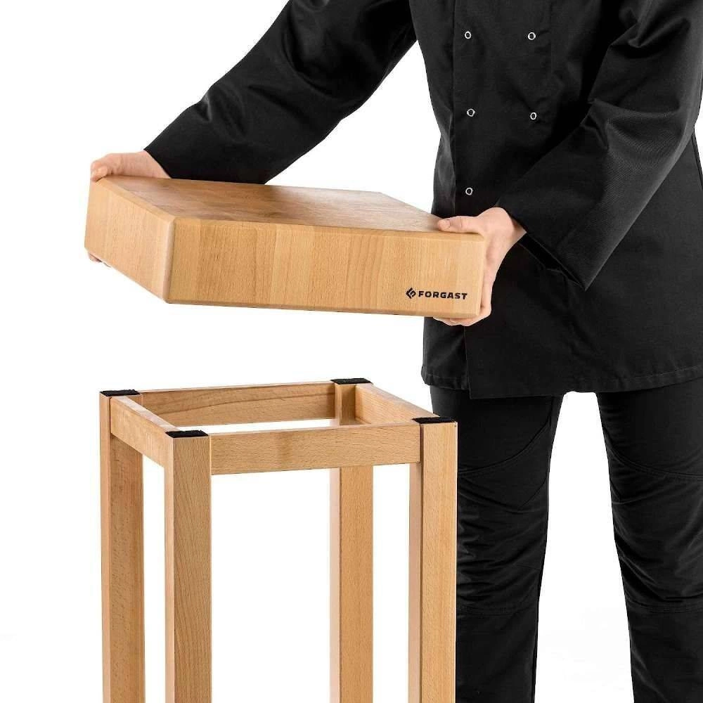 Drevený mäsiarsky blok 40x40x10 cm na podstavci | FORGAST FG12240 – Obrázok 7