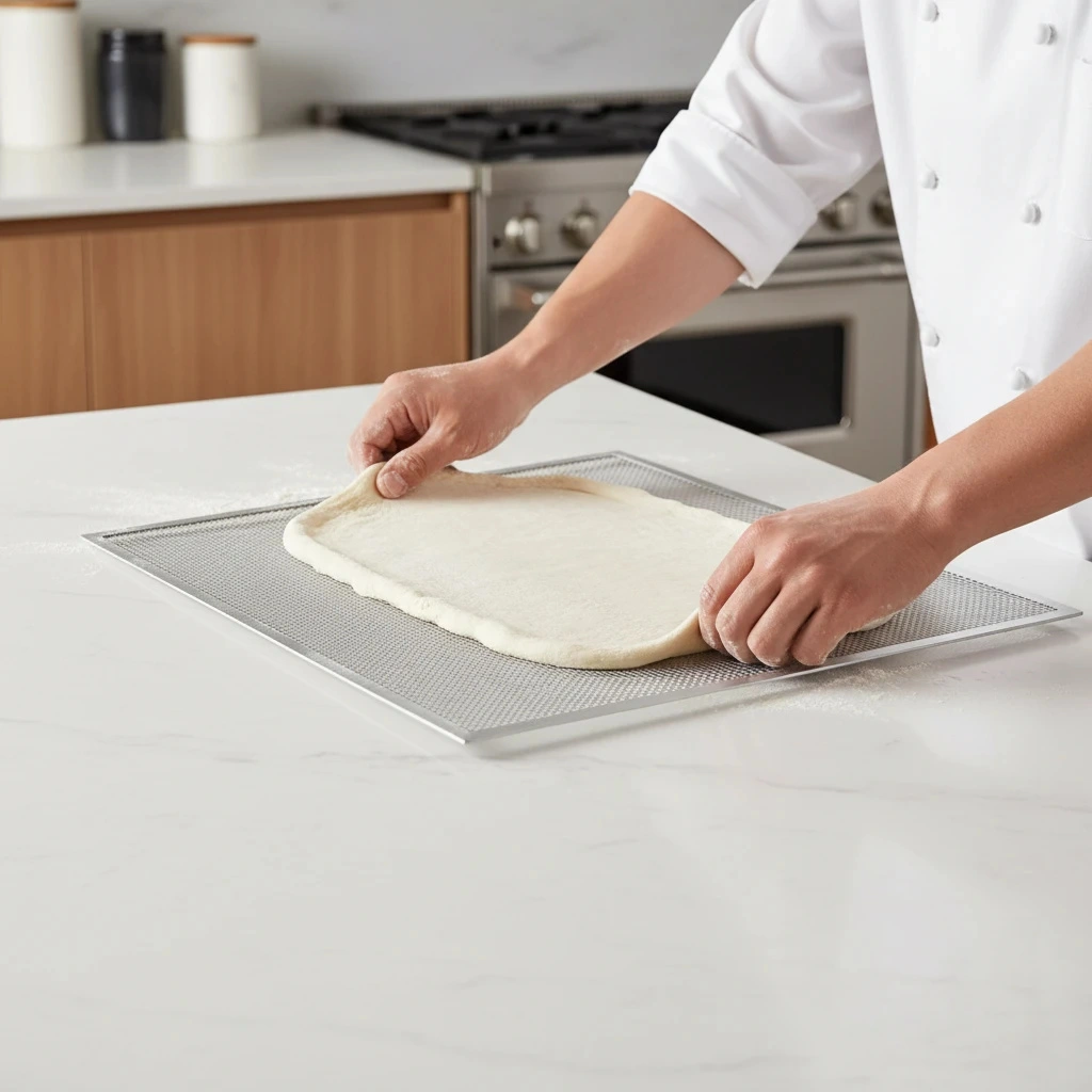 Hliníková obdĺžniková pizza sieťka 60x40 cm | FORGAST FG02900 – Obrázok 3