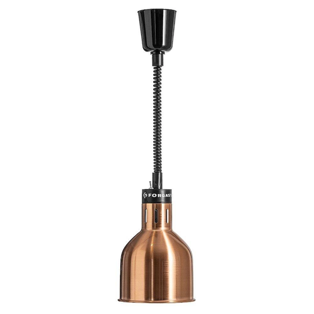 Medená ohrievacia lampa na jedlá, valcová 0,25 kW, nastavenie výšky 60-180 cm | FORGAST FG03340