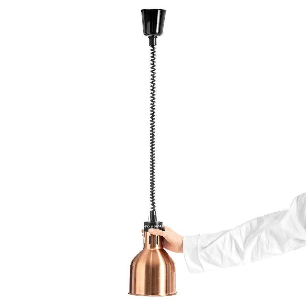 Medená ohrievacia lampa na jedlá, valcová 0,25 kW, nastavenie výšky 60-180 cm | FORGAST FG03340 – Obrázok 3