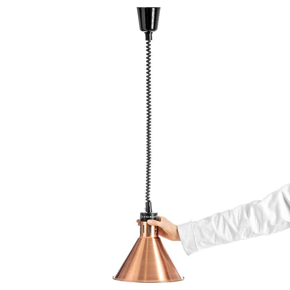 Medená výhrevná lampa na jedlá, kužeľová, 0,25 kW, nastavenie výšky 60-180 cm | FORGAST FG03343 – Obrázok 3