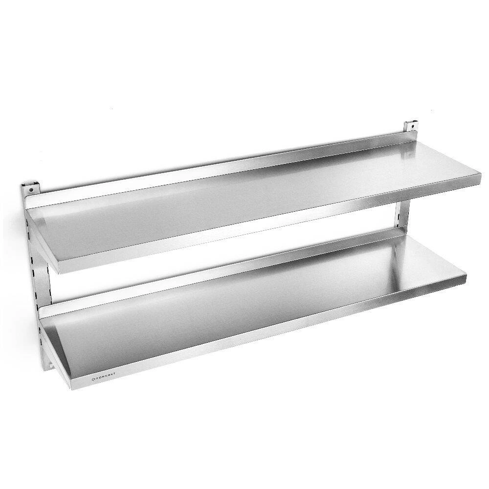 Nerezová dvojitá nástenná polica 120x30x55 cm | FORGAST FG15002 – Obrázok 3