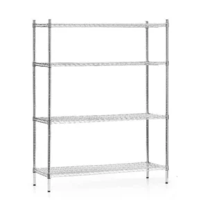 Skladací skladový regál z chrómovanej ocele, 4 police, 122x45,5x180 cm | FORGAST FG15133