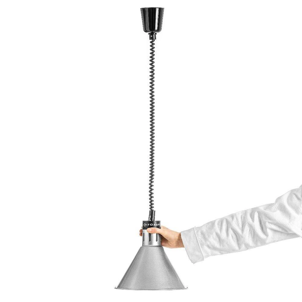 Strieborná ohrievacia lampa na jedlo, kužeľová, 0,25 kW, nastavenie výšky 60-180 cm | FORGAST FG03345 – Obrázok 2