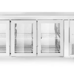 3-dverový chladiaci stôl s bočným agregátom, presklený, Arktic, 420L, 230V/400W, 1795x700x(H)850mm