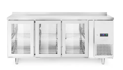 3-dverový chladiaci stôl s bočným agregátom, presklený, Arktic, 420L, 230V/400W, 1795x700x(H)850mm