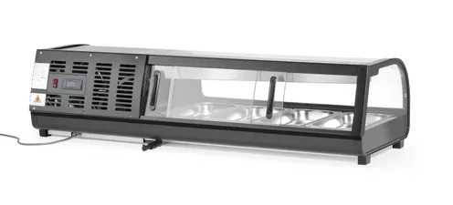 Chladiaca vitrína na sushi, Arktic, Dodávané nádoby: 4x GN 1/3 (H) 40 mm., GN 1/3, Čierna, 220-240V/190W, 1177x426x(H)296mm – Obrázok 4