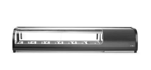 Chladiaca vitrína na sushi, Arktic, Dodávané kontajnery: 6x GN 1/3 (H) 40 mm., GN 1/3, Čierna, 220-240V/190W, 1529x426x(H)296mm