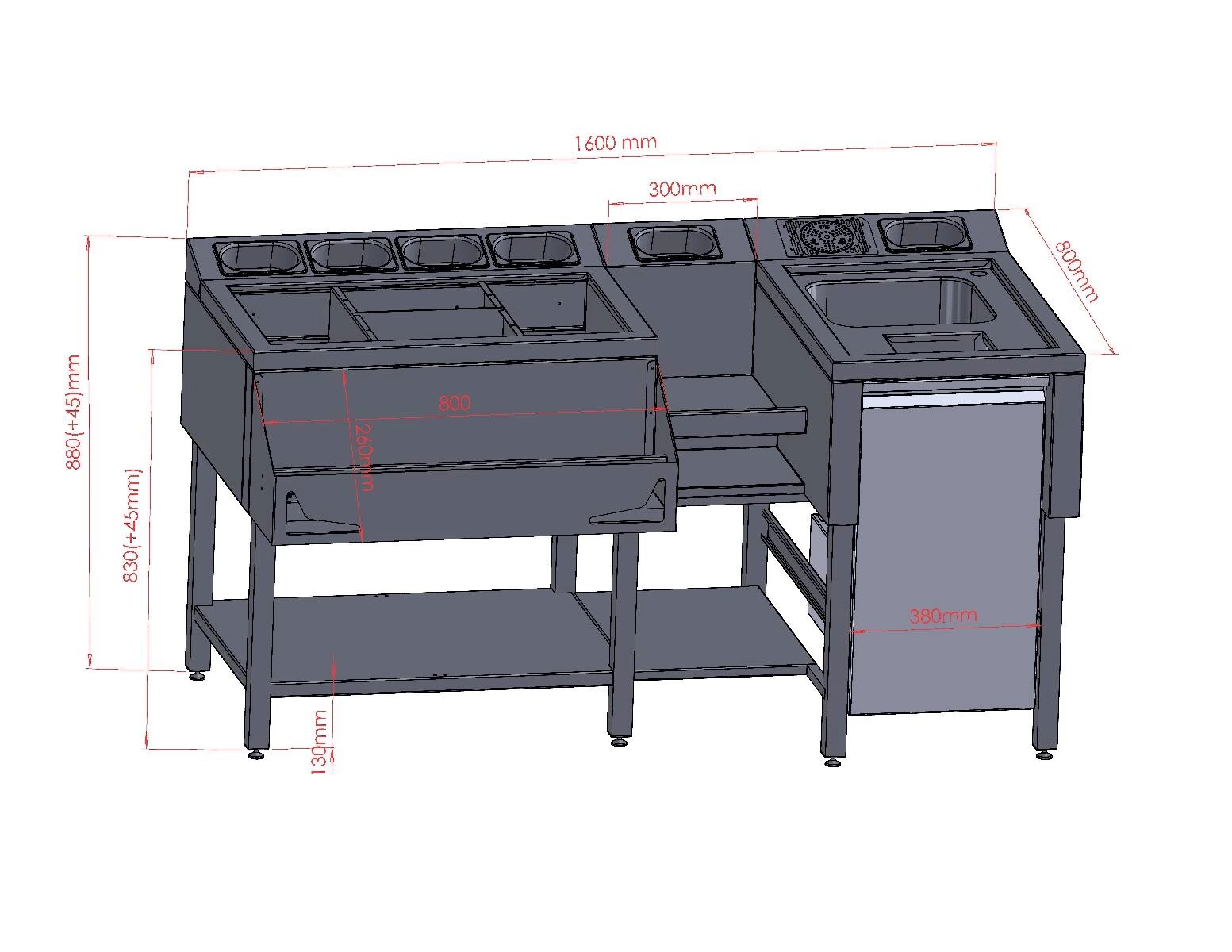 Barmanská stanica 6x GN 1/9 s postrekovačom | FORGAST FG15412 – Obrázok 2