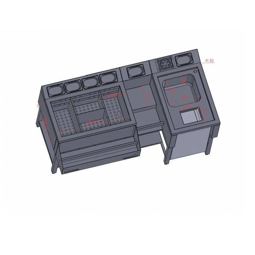 Barmanská stanica 6x GN 1/9 s postrekovačom | FORGAST FG15412 – Obrázok 3