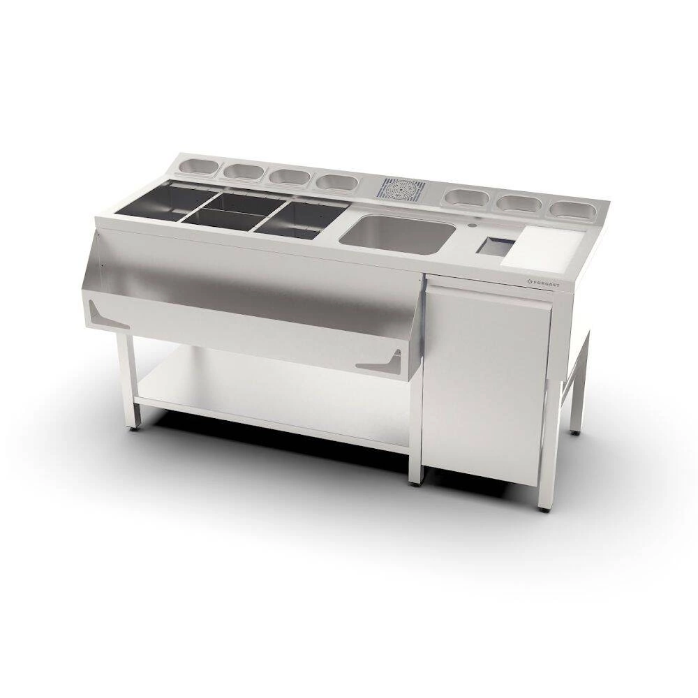 Barmanský stôl 7x GN 1/9 so zavlažovačom FORGAST FG15411 – Obrázok 2