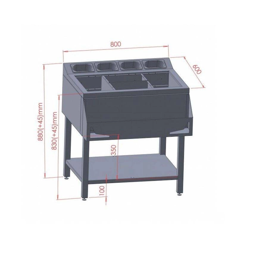 Koktailová stanica 4x GN 1/9 | FORGAST FG15415 – Obrázok 3
