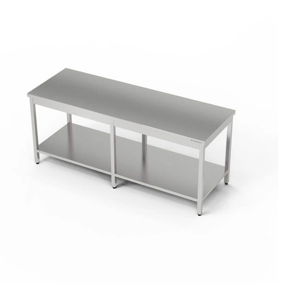 Nerezový centrálny pracovný stôl s policou 200x80x85 cm | FORGAST – Obrázok 3