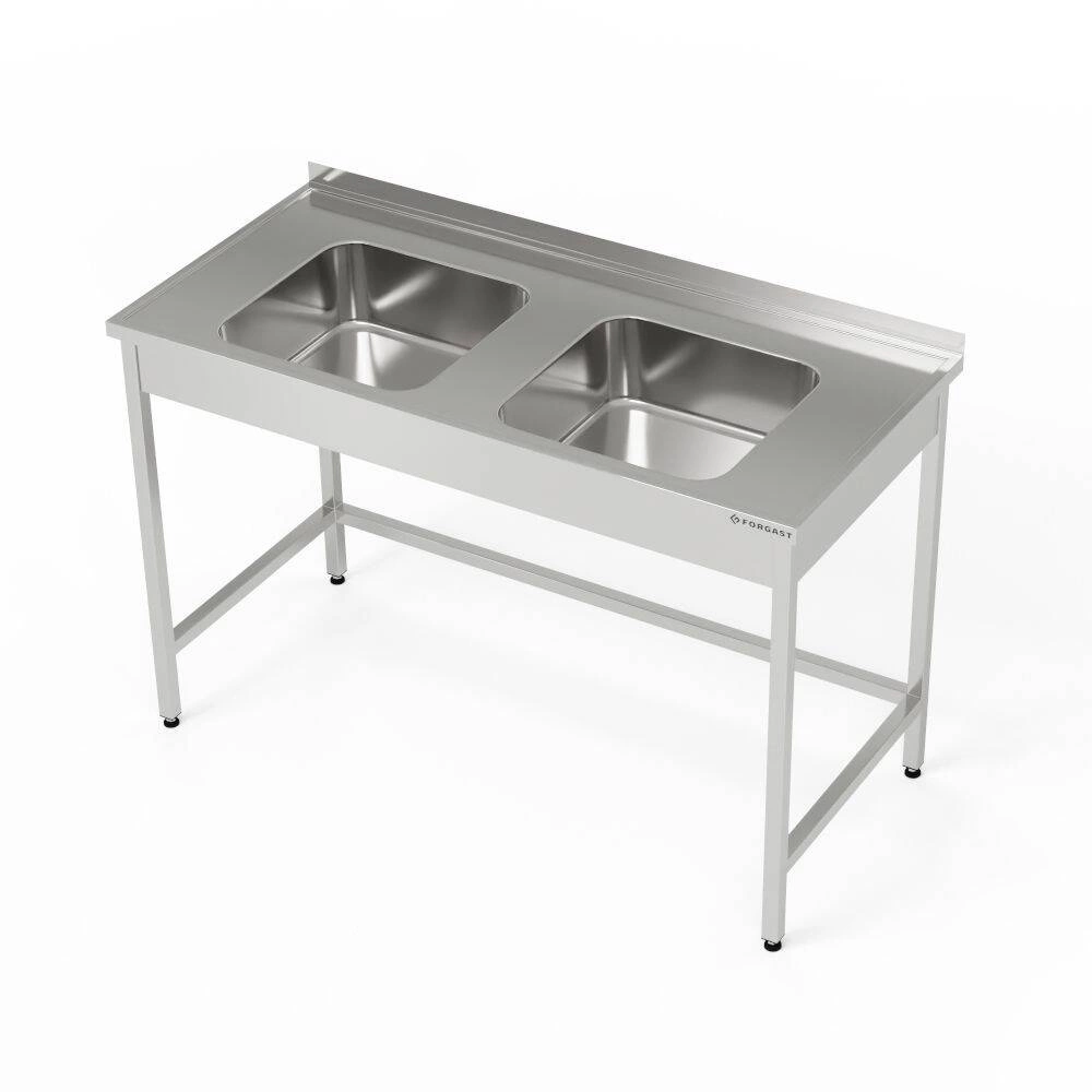 Nerezový stôl s 2-komorovým drezom 120x70x85 cm | FORGAST – Obrázok 3