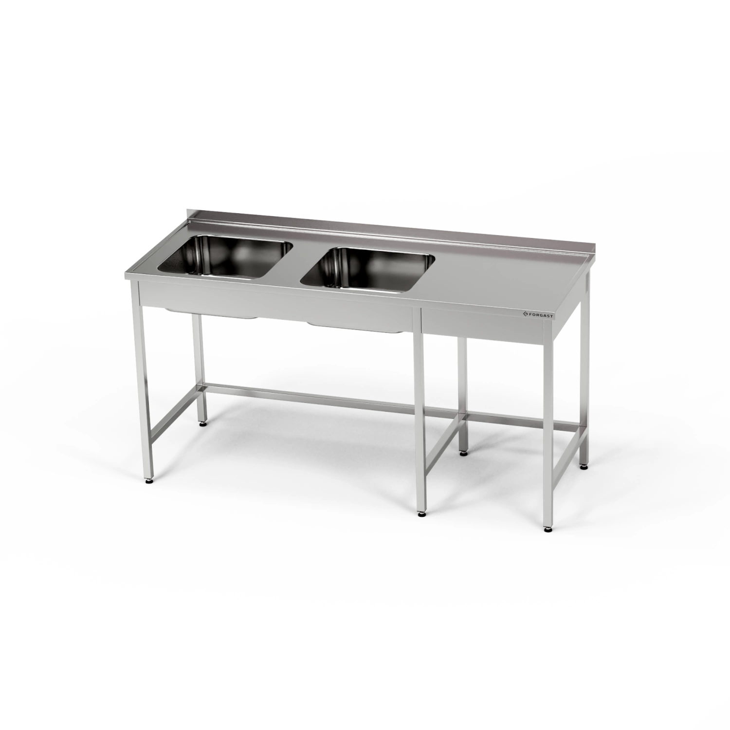 Nerezový stôl s 2-komorovým drezom 180x60x85 cm | FORGAST