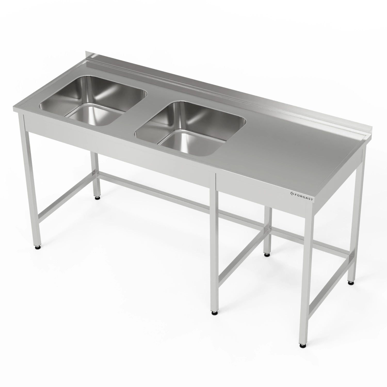 Nerezový stôl s 2-komorovým drezom 180x60x85 cm | FORGAST – Obrázok 3