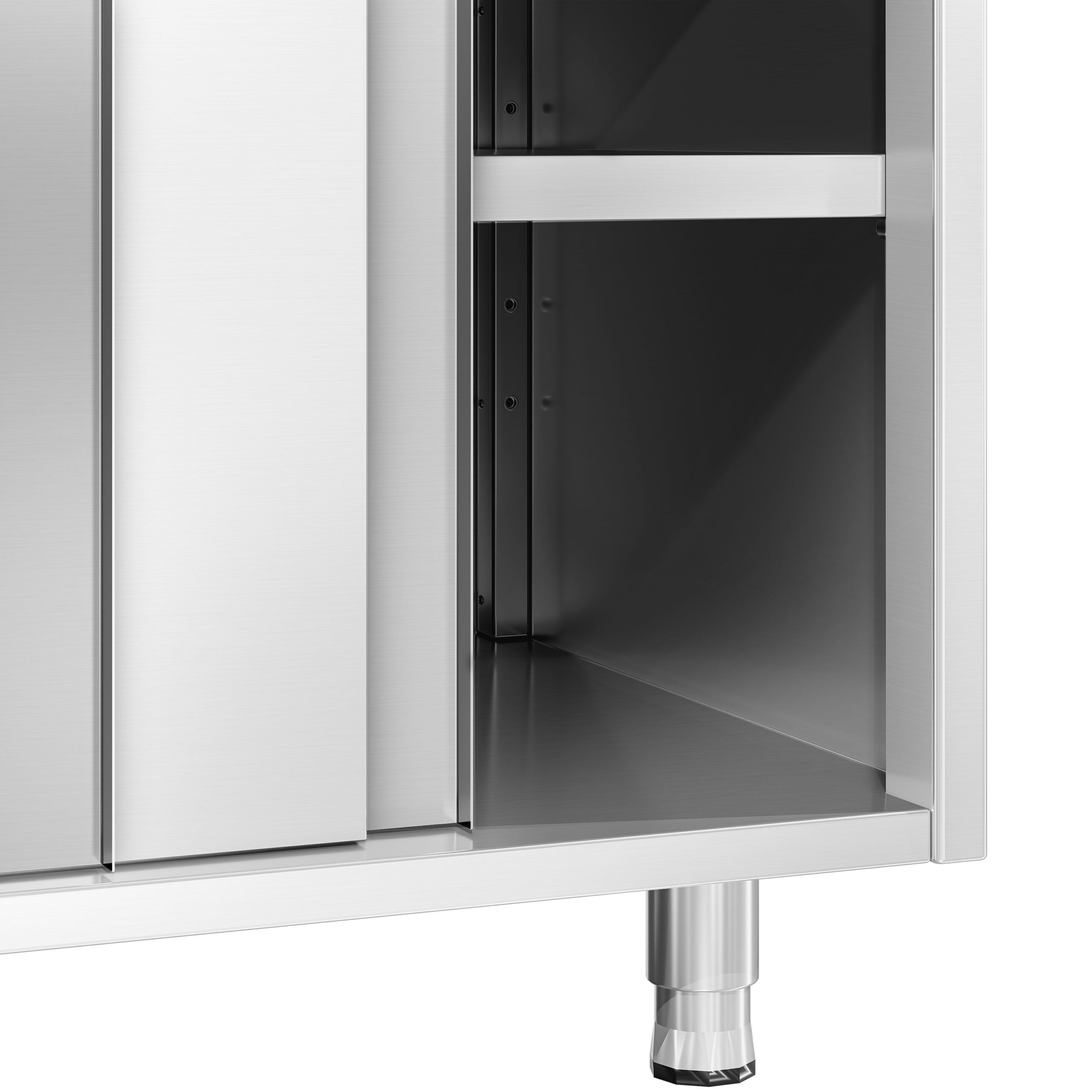 Nerezová pracovná skriňa PREMIUM - 1800x800mm - s posuvnými dverami a podstavcom – Obrázok 10