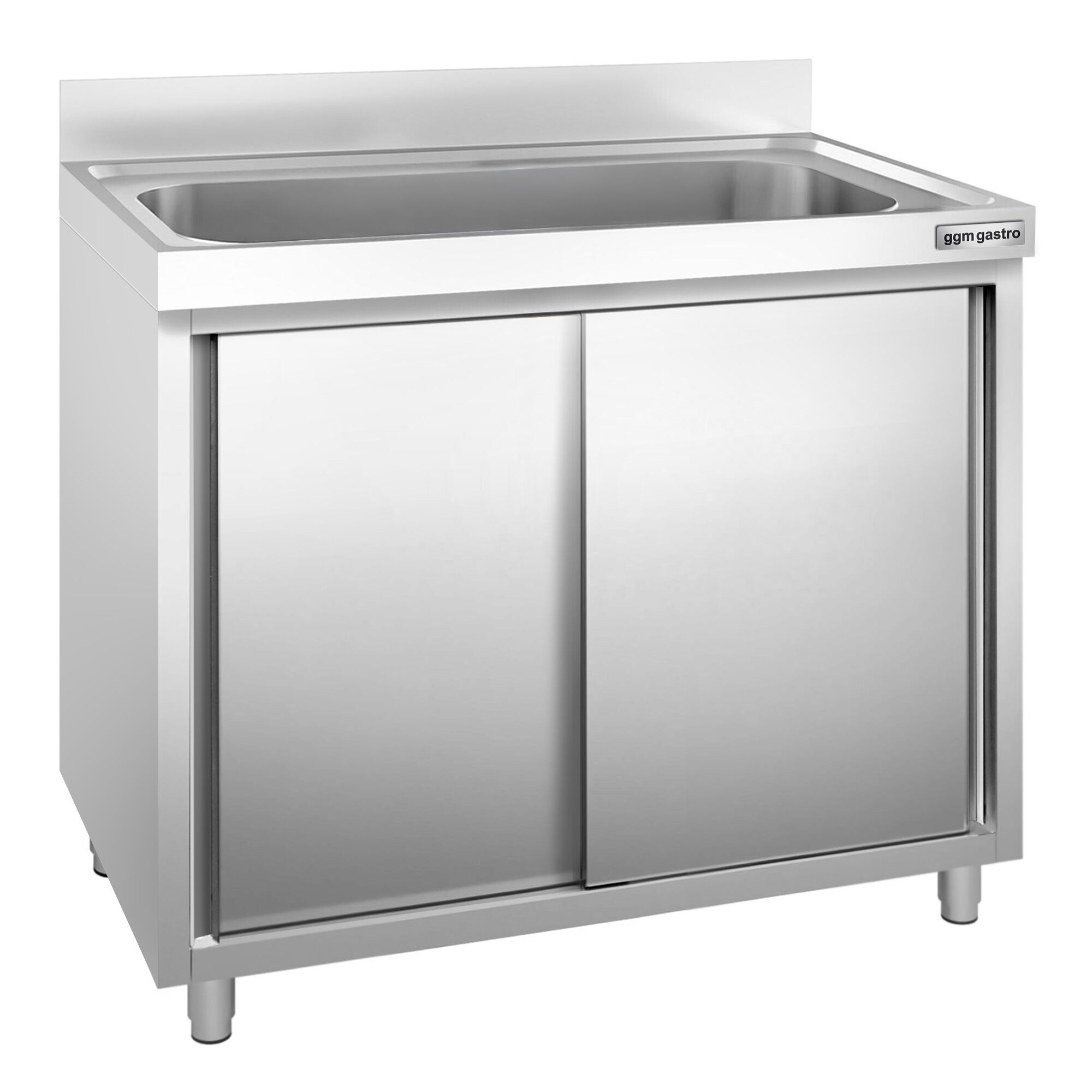 Drezová skrinka PREMIUM - nehrdzavejúca oceľ AISI 304 - 1000x700 mm - posuvné dvere - s 1 drezom – Obrázok 4