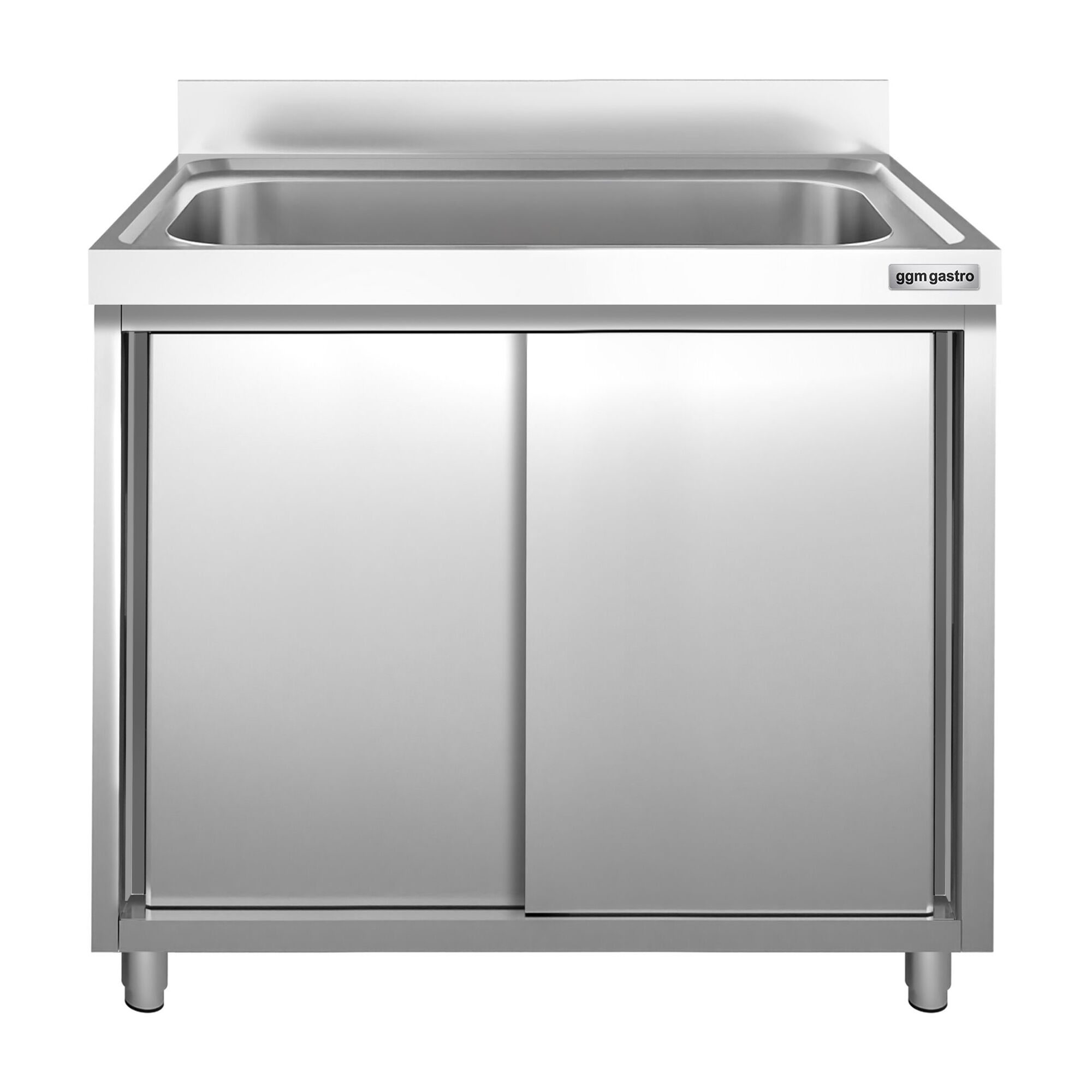 Drezová skrinka PREMIUM - nehrdzavejúca oceľ AISI 304 - 1000x700 mm - posuvné dvere - s 1 drezom – Obrázok 5