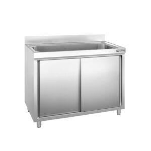 Drezová skrinka PREMIUM - nehrdzavejúca oceľ AISI 304 - 1200x600 mm - posuvné dvere - s 1 drezom