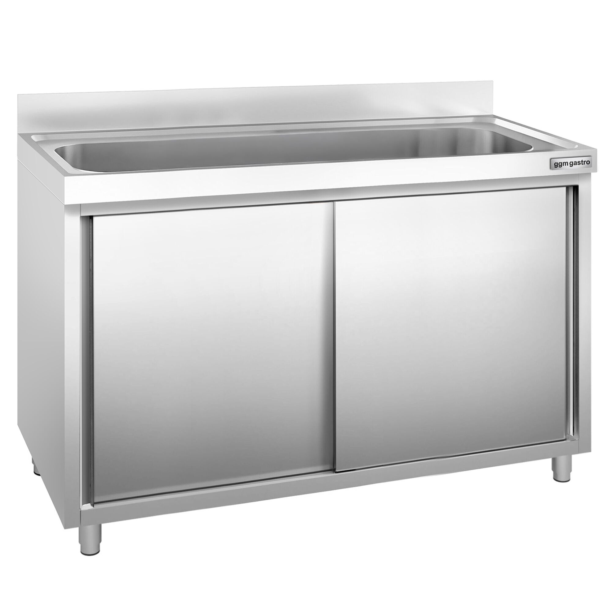 Drezová skrinka PREMIUM - nehrdzavejúca oceľ AISI 304 - 1400x700 mm - posuvné dvere - s 1 drezom – Obrázok 4