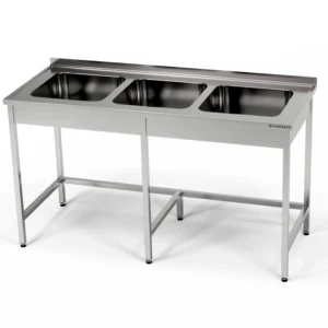 Nerezový stôl s 3-komorovým drezom 260x70x85 cm | FORGAST