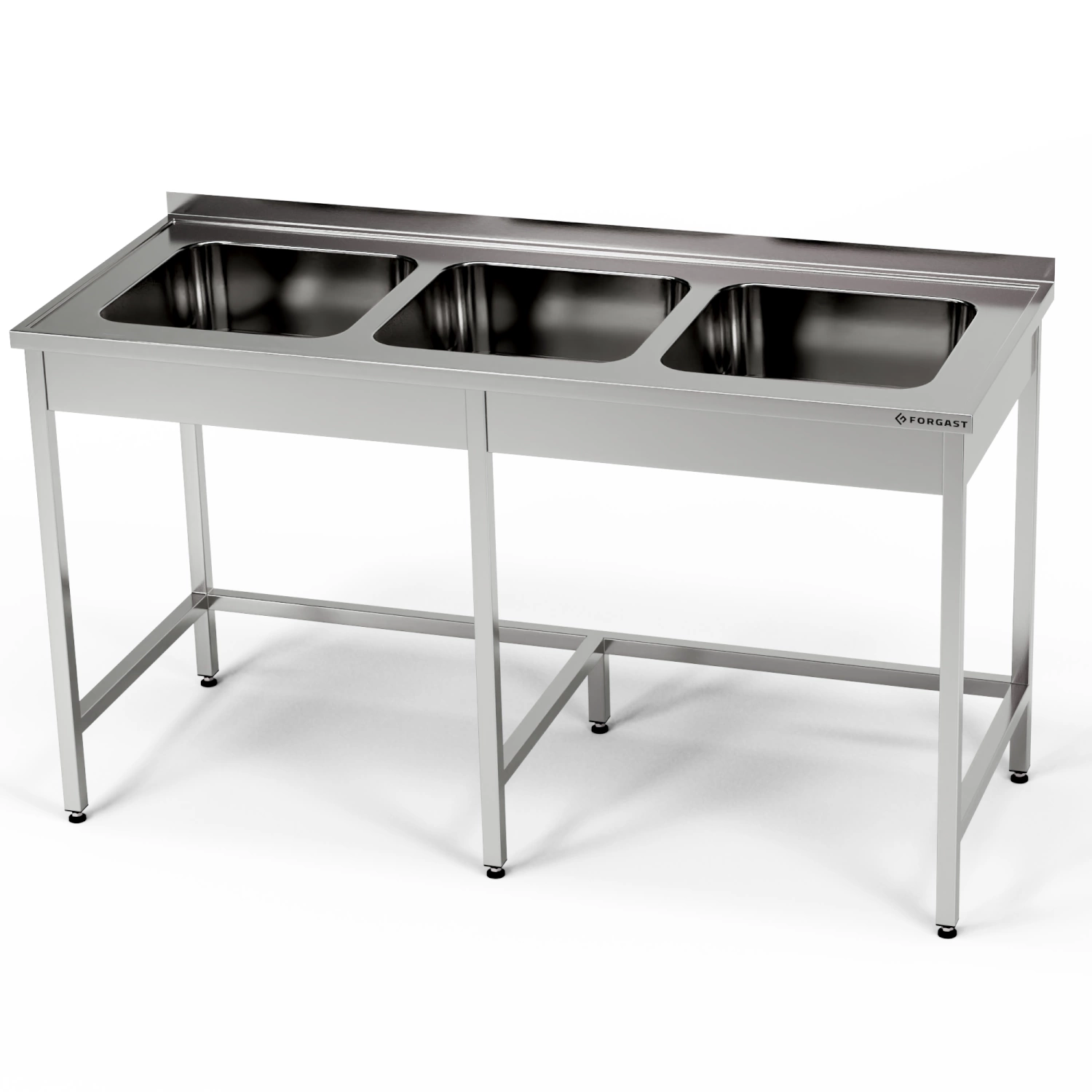 Nerezový stôl s 3-komorovým drezom 270x60x85 cm | FORGAST