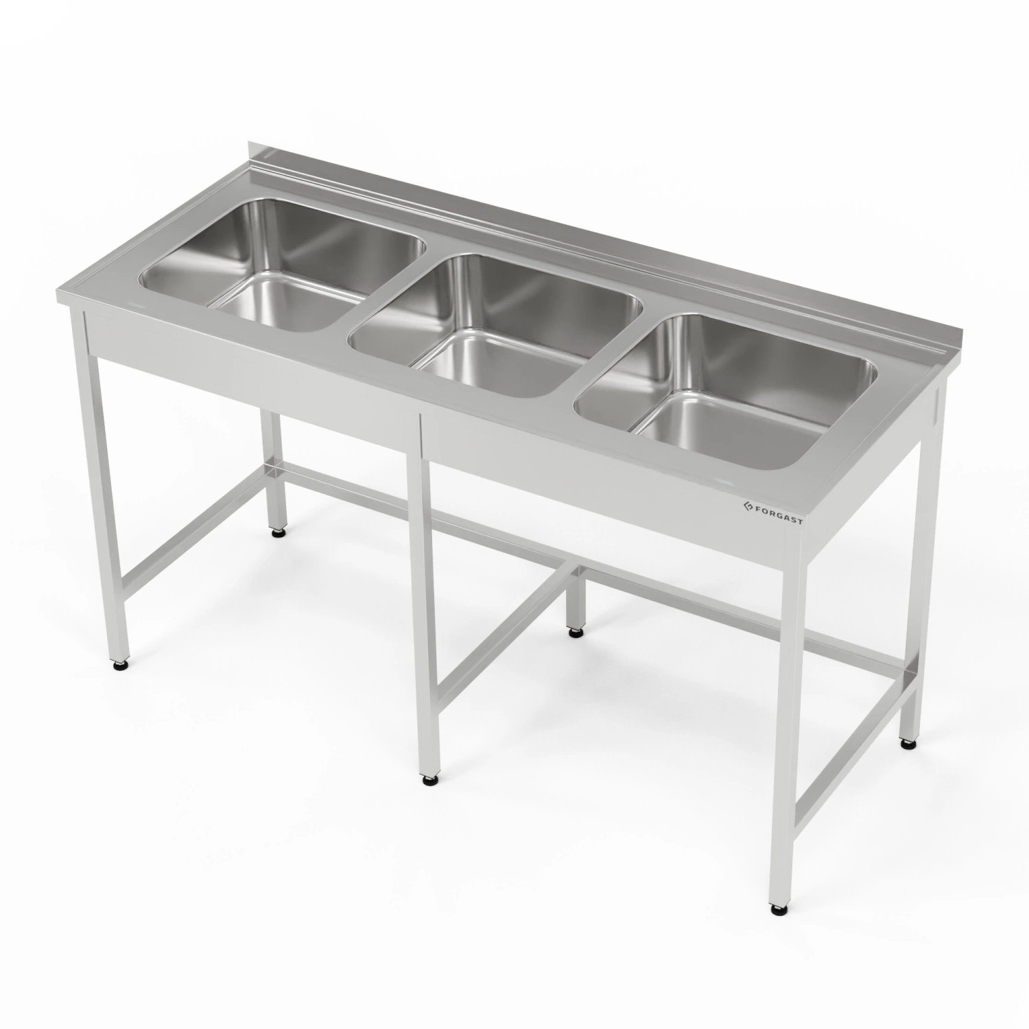 Nerezový stôl s 3-komorovým drezom 280x70x85 cm | FORGAST – Obrázok 3