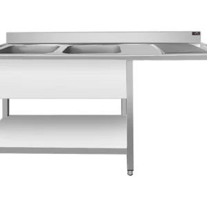 Nerezový drez k umývačke riadu - 1,8 m, 2 umývadlá vľavo, hĺbka 60 cm