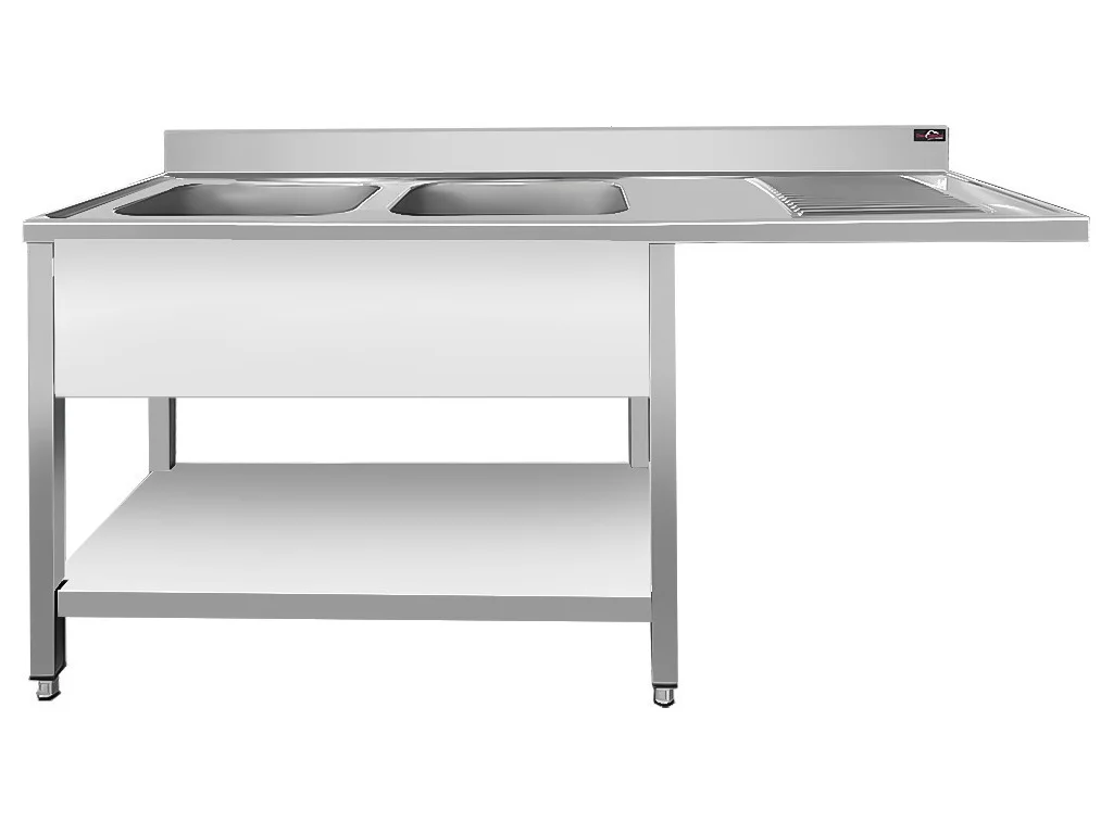 Nerezový drez k umývačke riadu - 1,6 m, 2 umývadlá vľavo, hĺbka 70 cm