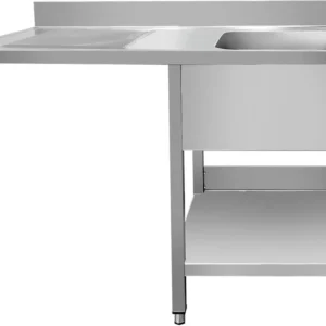 Nerezový drez k umývačke riadu - 1,2 m, 1 umývadlo vpravo, hĺbka 60 cm