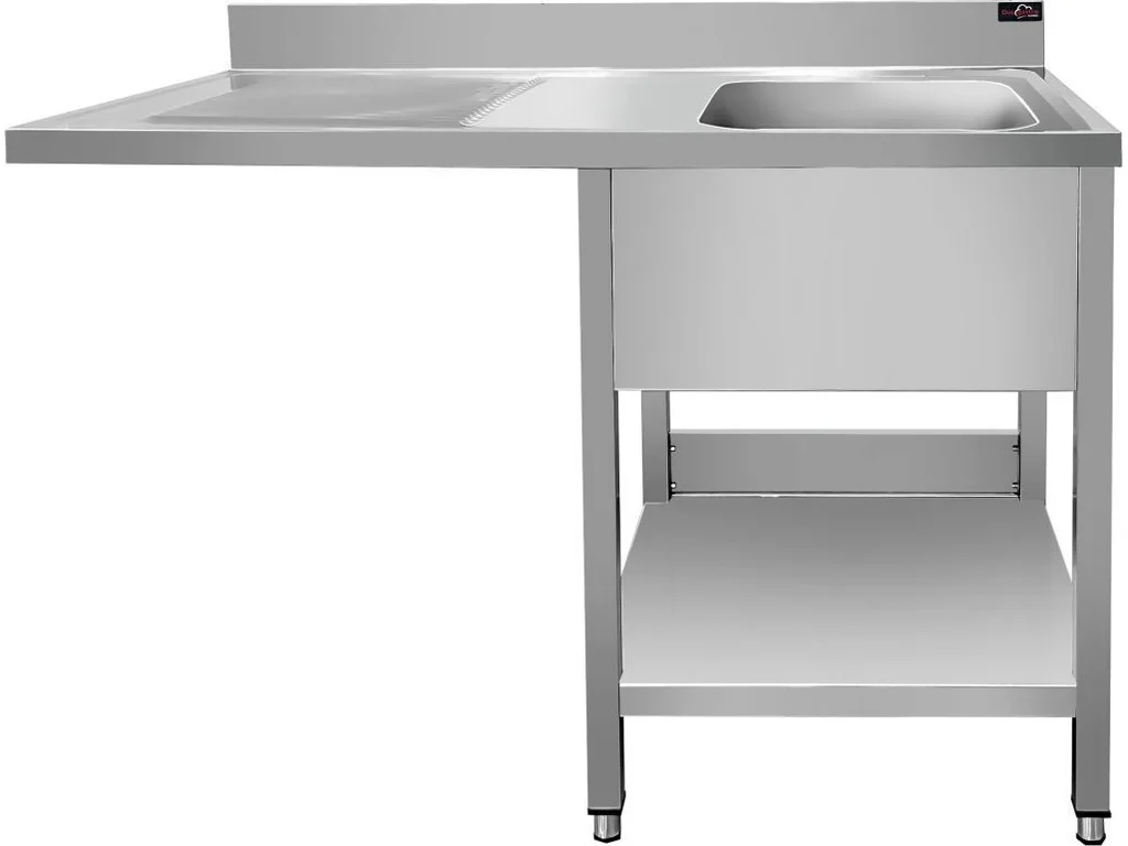 Nerezový drez k umývačke riadu - 1,2 m, 1 umývadlo vpravo, hĺbka 60 cm