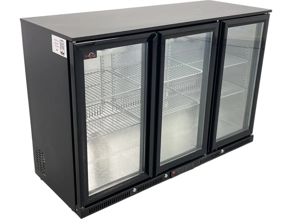 Barová chladnička - 1350 x 540 x 900 mm, s 3 sklenenými dverami a 2 policami - čierna – Obrázok 6