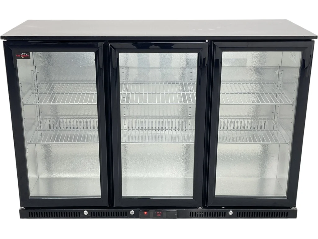 Barová chladnička - 1350 x 540 x 900 mm, s 3 sklenenými dverami a 2 policami - čierna – Obrázok 7