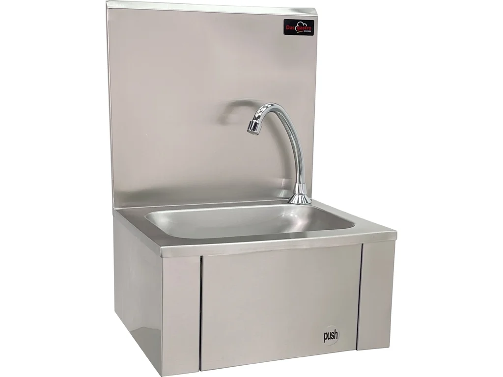 Ručné umývadlo nerezové, s kolenným ovládaním - 400x340x(200+385) mm – Obrázok 4