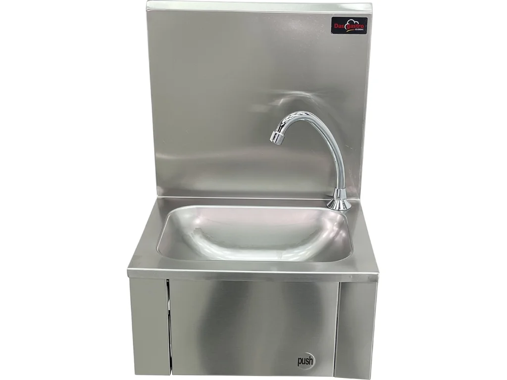 Ručné umývadlo nerezové, s kolenným ovládaním - 400x340x(200+385) mm – Obrázok 3