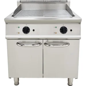 Elektrický gril, drážkovaný – 2 zóny, kombinovaná doska (1/2 hladká, 1/2 drážkovaná)