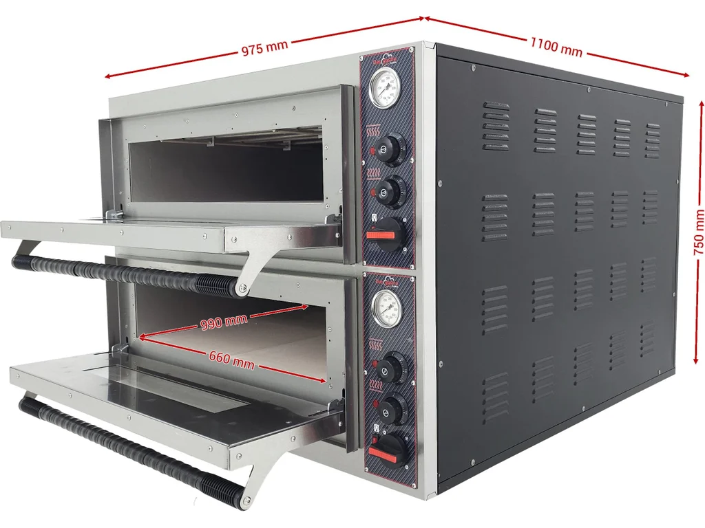 Elektrická pizza pec – dvojposchodová, 14,4 kW, 2 × 4 × Ø 32 cm pizza – Obrázok 3