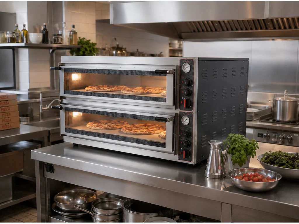 Elektrická pizza pec – dvojposchodová, 13,8 kW, pre 4+4 pizza Ø 32 cm – Obrázok 3