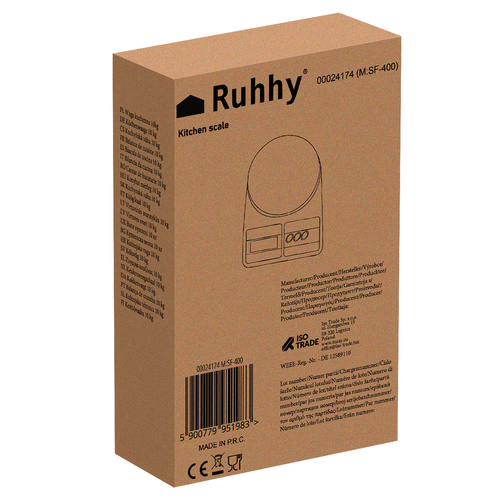 Kuchynská váha 10 kg Ruhhy 24174 – Obrázok 2