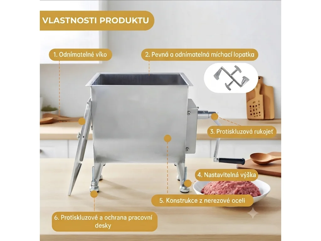 Mlynček na mäso s objemom 30 l s možnosťou pripojenia elektrického mlynčeka – Obrázok 5